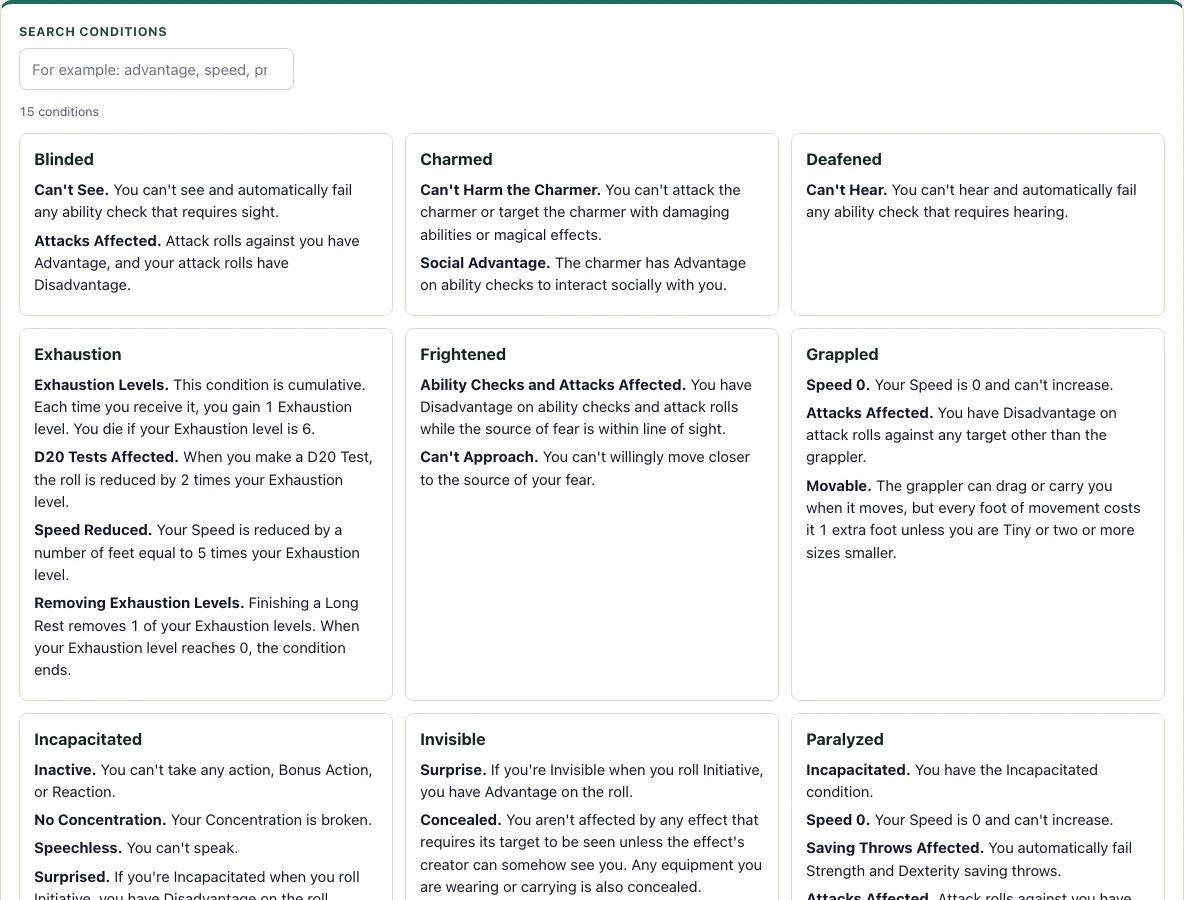 Dnd conditions example
