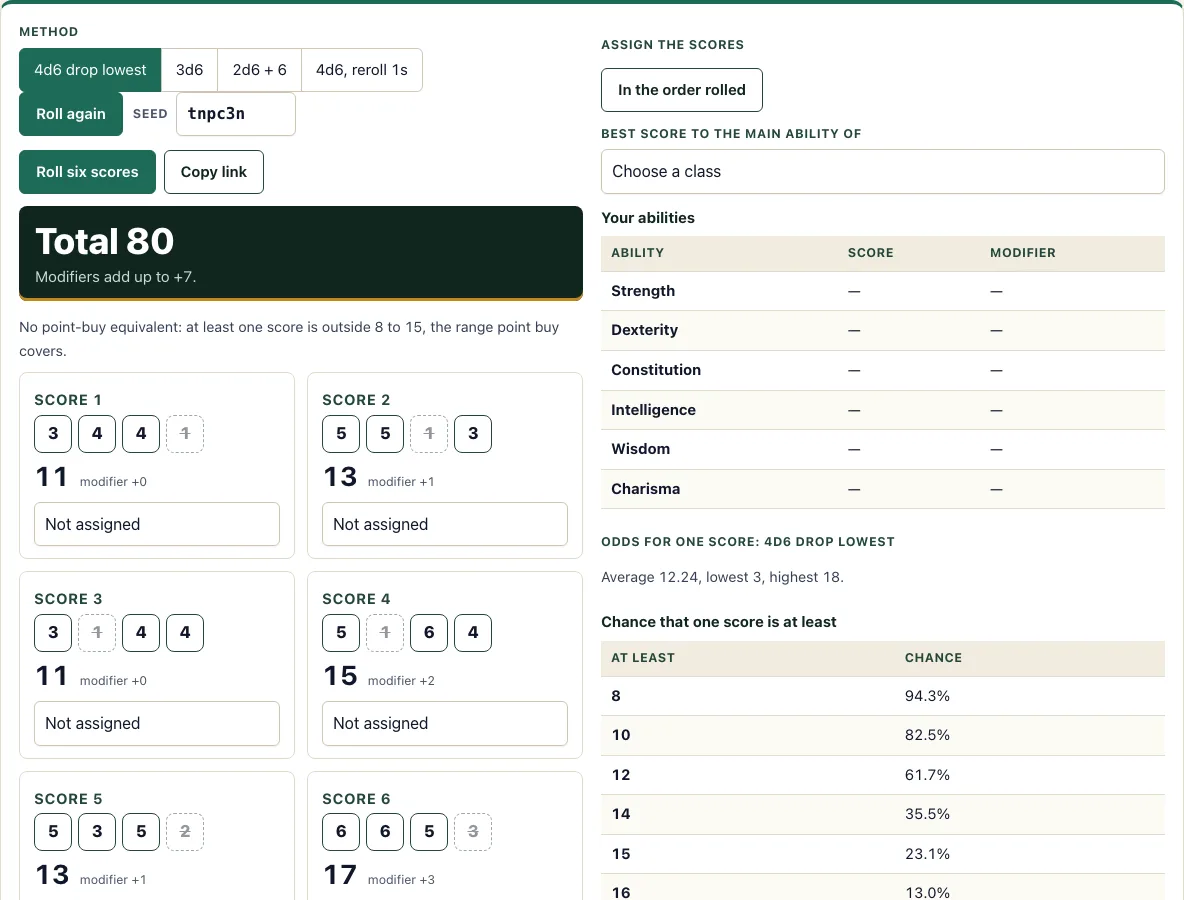 Dnd stat roller example